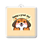 HAKUBIのHaving a great day ぽっちゃり犬 アクリルキーホルダー