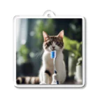 猫君の歯医者さんの歯ブラシ猫 Acrylic Key Chain