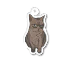 手書きイラストで猫ミームの怪しむ猫 Acrylic Key Chain