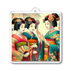 日本の風景 COOL JAPANの日本の風景:談笑している舞妓さん、Japanese scenery: Maiko chatting Acrylic Key Chain