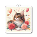 Y m @Y's shopの猫と薔薇 Acrylic Key Chain