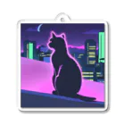 心凡のネオンねこ。せなか(しかく) Acrylic Key Chain