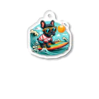 Surfing Dogの波乗りフレンチブルドッグ Acrylic Key Chain