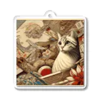 EMAKIの和紋様 x 猫　好奇心旺盛な猫と日本の歴史 Acrylic Key Chain