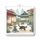 EMAKIの和紋様 x 猫　日本庭園を探索する猫 アクリルキーホルダー