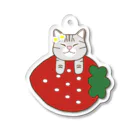 🐈AnimalsCanSpeak🐶の【おねむねこ】いちご乗り猫ちゃん（アメショー） Acrylic Key Chain