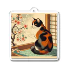 猫LOVE items Noahの猫LOVE items 三毛猫と桜 Acrylic Key Chain