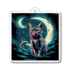 猫XショップX猫の月下の猫クン Acrylic Key Chain