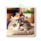 Cartoonの猫とハムスター仲良し Acrylic Key Chain