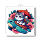 SOU＆SOUの亀乗り子猫 Acrylic Key Chain