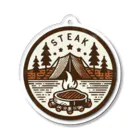 Camping Steak（キャンピング・ステーキ）のCamping Steak（キャンピング・ステーキ）04テントとステーキ アクリルキーホルダー