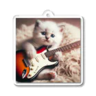 Yuji_Koroのストラトと白い子猫 Acrylic Key Chain