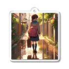 ふりむいての雨上がりの路地裏 Acrylic Key Chain