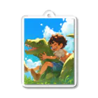 AQUAMETAVERSEの恐竜と少年が楽しく遊ぶ友情　なでしこ1478 アクリルキーホルダー