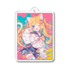 no_mi_Ke08のカラフルな猫耳の女の子のキャラクター Acrylic Key Chain