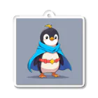 ganeshaのスーパーヒーローのマントを着たかわいいペンギン アクリルキーホルダー