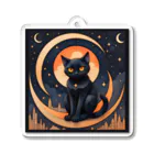 AI Fantasy Art Shopのblack cat in the moonlight⑤ アクリルキーホルダー