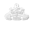 TGTの【The Power Of Protein】ホワイト アクリルキーホルダー