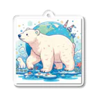 れいのホッキョクグマの冒険：地球を背景に未来へ進む姿 Acrylic Key Chain