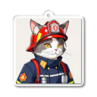 Shellの働く猫：消防士 Acrylic Key Chain