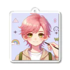 yuririchiのピンクの髪の男の子のグッズ アクリルキーホルダー