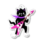 QROOVYの黒猫くん　ロックギター アクリルキーホルダー