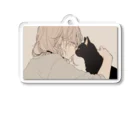 as -AIイラスト- の黒猫と見つめ合う Acrylic Key Chain