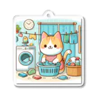 葉っぱのねこ　洗濯日和 Acrylic Key Chain