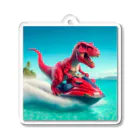 DINO-studioのジェットスキーを楽しむ赤ティラノ Acrylic Key Chain