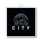 the blue seasonの都市とバイクのダークロゴデザイン アクリルキーホルダー