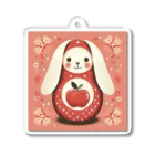 可愛い動物マトリョーシカのうさぎのマトリョーシカ（りんご） Acrylic Key Chain