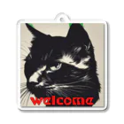 kk-welcomeの黒猫登場Ⅰ Acrylic Key Chain