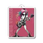 PALA's SHOP　cool、シュール、古風、和風、のGUITAR GIRLS1　pink１ アクリルキーホルダー