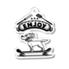 nidan-illustrationのhappy dog -ENJOY- (black ink) Acrylic Key Chain