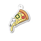 TAROPIのとろけるチーズピザでまどろむ猫 Acrylic Key Chain