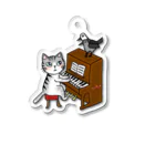 ミナミハチゴーのネコピアノwithヨゲンノトリ Acrylic Key Chain