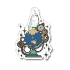 ろう飼い主のオウムと地球儀デジタルver Acrylic Key Chain