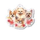 SANKAKU DESIGN STOREのお花の似合う小さい犬たち。 アクリルキーホルダー