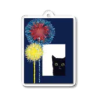 WAMI ARTの花火見る黒猫 Acrylic Key Chain