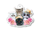 SANKAKU DESIGN STOREの仲良し！ぺちゃかわ猫ちゃんたちのバカンス。 Acrylic Key Chain