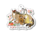 poniponiのお花見する馬、狸狐猫 Acrylic Key Chain