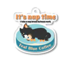 Teal Blue Coffeeのお昼寝の時間　-puppy teal- Acrylic Key Chain