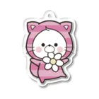 くまぽこSUZURI店のチェシャくん　お花 Acrylic Key Chain