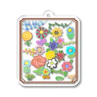 のんつ屋の花畑デラックス（茶枠） Acrylic Key Chain