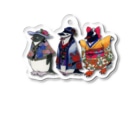 ヤママユ(ヤママユ・ペンギイナ)の立てば芍薬、座れば牡丹、歩く姿は百合の花-Pygoscelis Kimono Penguins- Acrylic Key Chain