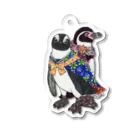 ヤママユ(ヤママユ・ペンギイナ)の着物ぺんぎんーモダンきもののケープとフンボー Acrylic Key Chain