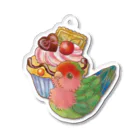 あにまるめいとのケーキとノーマルコザクラインコ(型抜き) Acrylic Key Chain