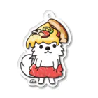 イラスト MONYAAT のPIZZAをゲットしたポメラニアン　*ak＆st Acrylic Key Chain