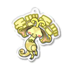 高橋マイルの怪獣ショップ563 SUZURI店のスタンプ怪獣 モジモジン(ハッピーイエローver.) Acrylic Key Chain