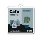 Teal Blue CoffeeのCafe music - Teal Blue Bird - アクリルキーホルダー